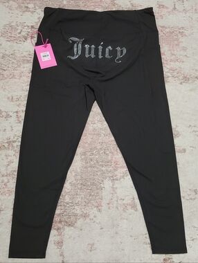 Juicy Couture Black Leggings with Rhinestone Juicy Logo - XL